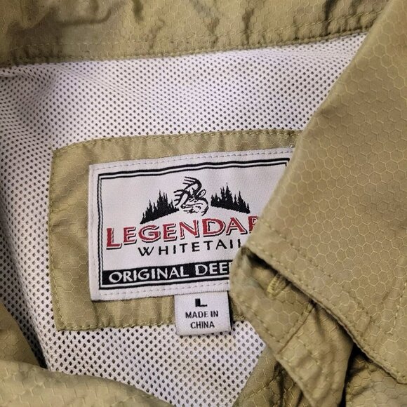 Legendary Anglers Fishing Shirt Mens L Olive Vented Back Short Sleeve Pockets - Picture 2 of 3